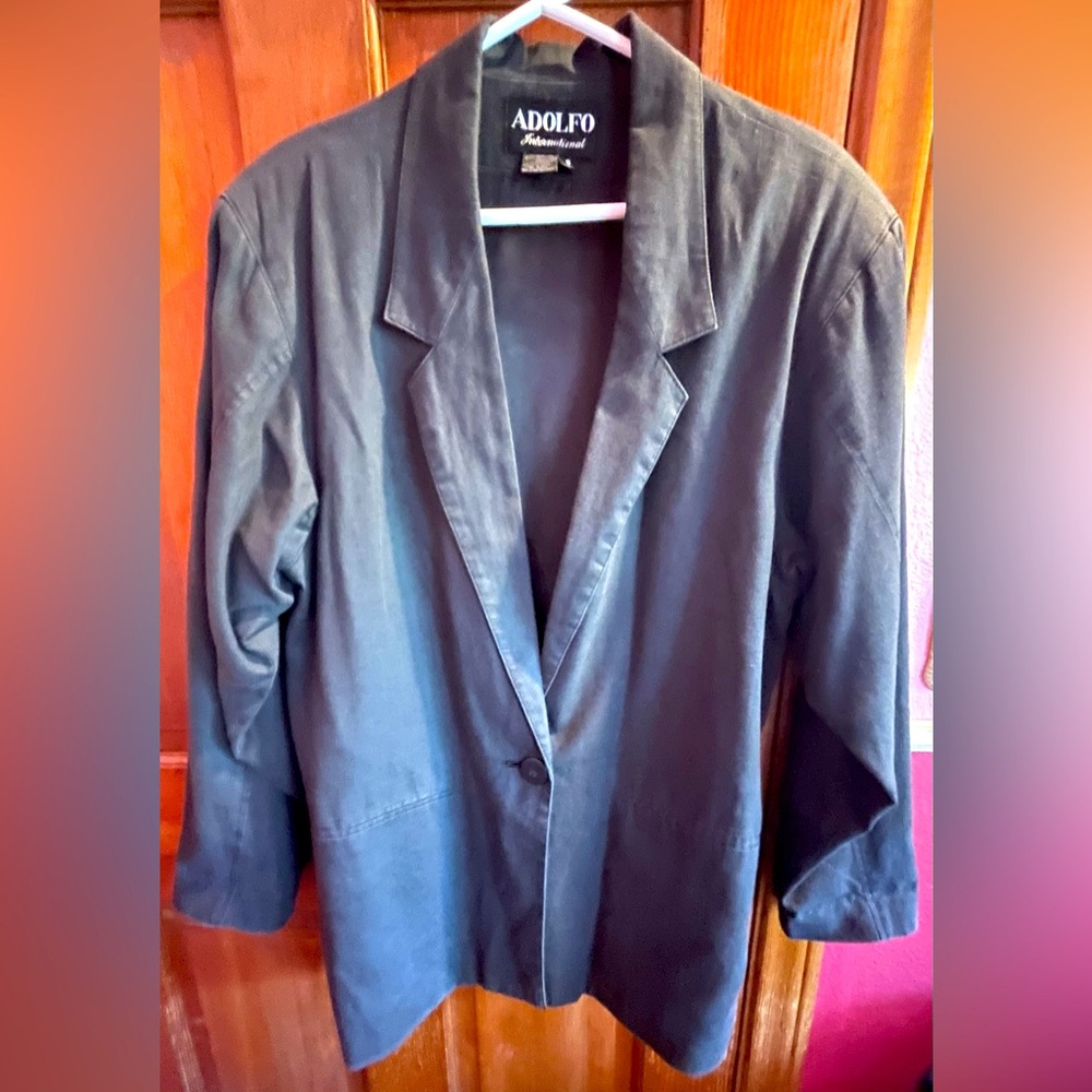 🚨3/$15 Vintage Adolfo International Oversized Worn Weathered Black Blazer Size S
